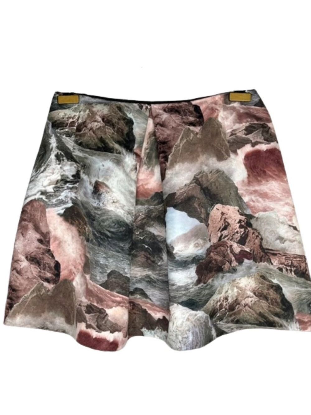 Carven Wave Coastal Pleated A-Line Mini Skirt FR 42/US 10 - Picture 3 of 8